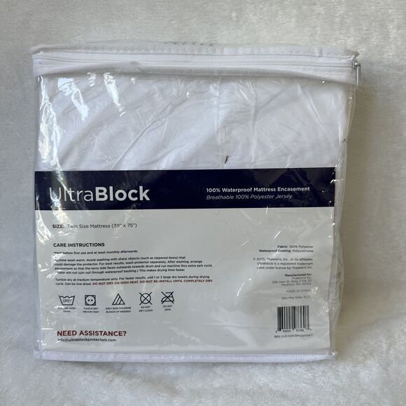 Twin Size UltraBlock Zippered Mattress Protector Waterproof Cover Encasement - Picture 4 of 8